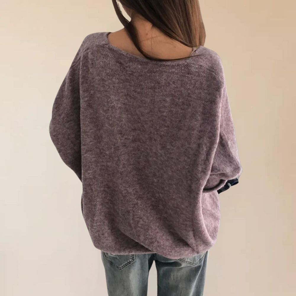 Elegant knitted sweaters with V-neck