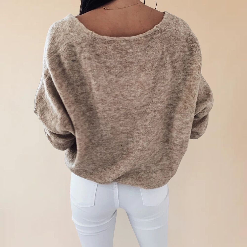 Elegant knitted sweaters with V-neck